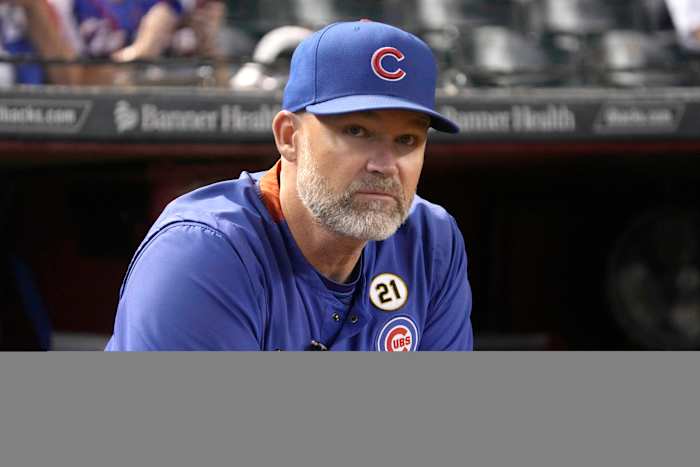 Sep 15, 2023; Phoenix, Arizona, USA; Chicago Cubs manager David Ross (3) gets ready for a game against the Arizona Diamondbacks at Chase Field.